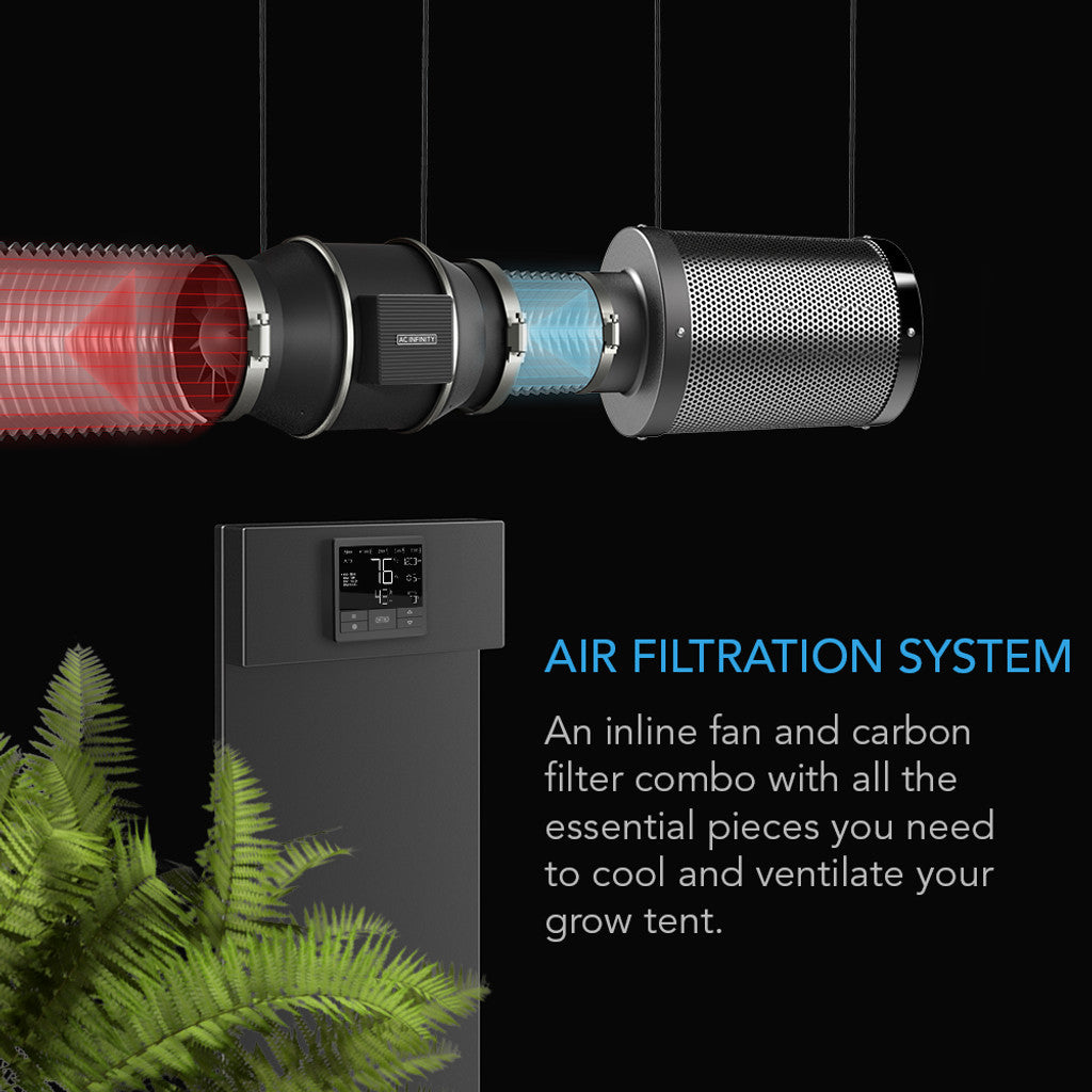 AC INFINITY AIR FILTRATION KIT PRO 6", INLINE FAN WITH SMART CONTROLLER, CARBON FILTER & DUCTING COMBO