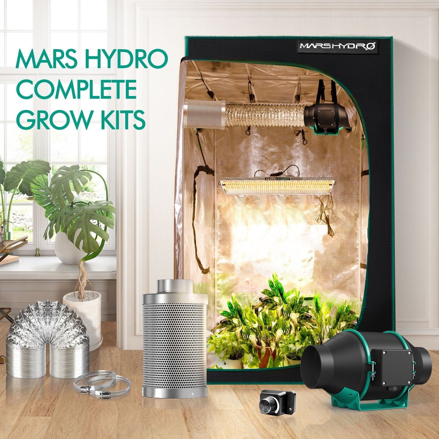 Mars Hydro TSL 2000 LED Grow Light + 2'X4' Grow Tent Complete Indoor Kit